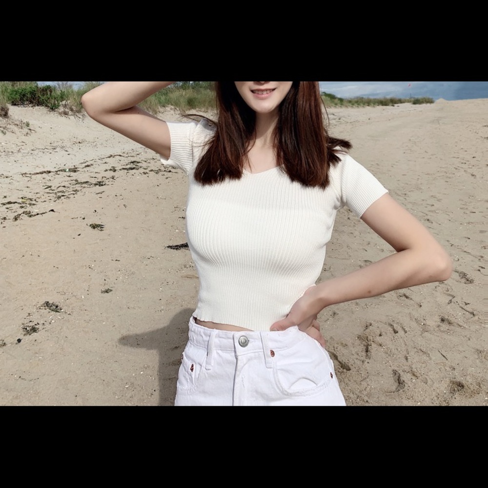 Sweater short sleeve white/gray